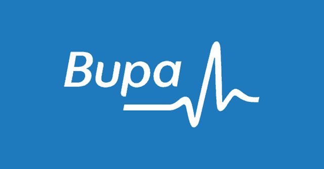 The Bupa logo on a blue background, accompanied by specialist massage therapy.